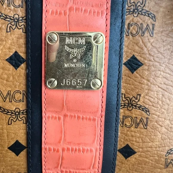 MCM Cognac and Orange Visetos Tote - Picture 2 of 15